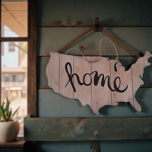 United States of America "Home" Wood Sign
